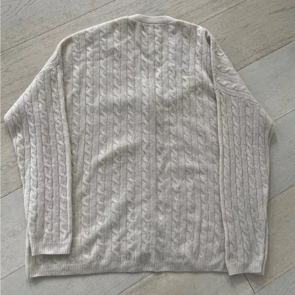 Reformation Beige Giusta Oversized Cashmere Cable Knit Cardigan S - Picture 11 of 12
